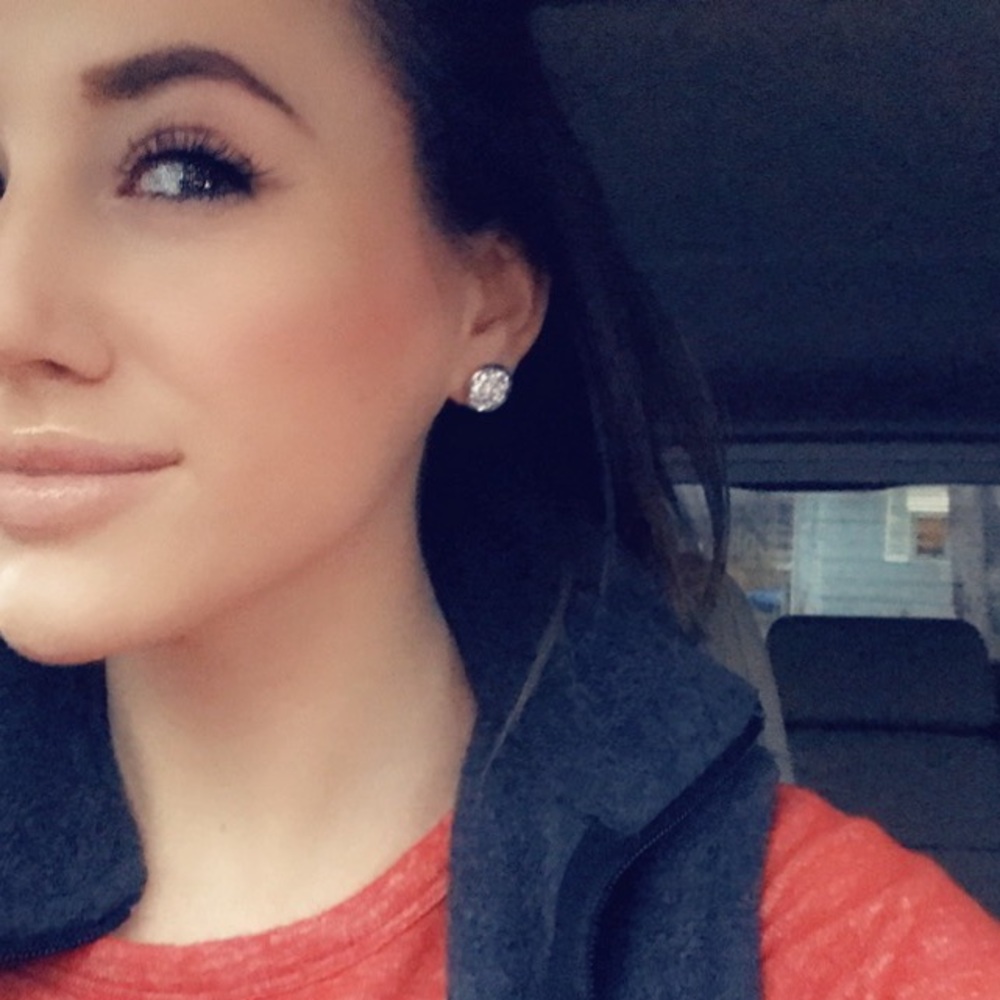 Royal & Gold Stainless Druzy Stone Stud Earrings - Picture 2 of 2